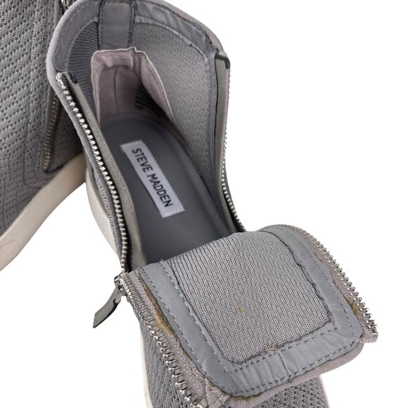Steve Madden Loxley Wedge High Top Sneaker Gray Bootie 9 - Picture 11 of 11